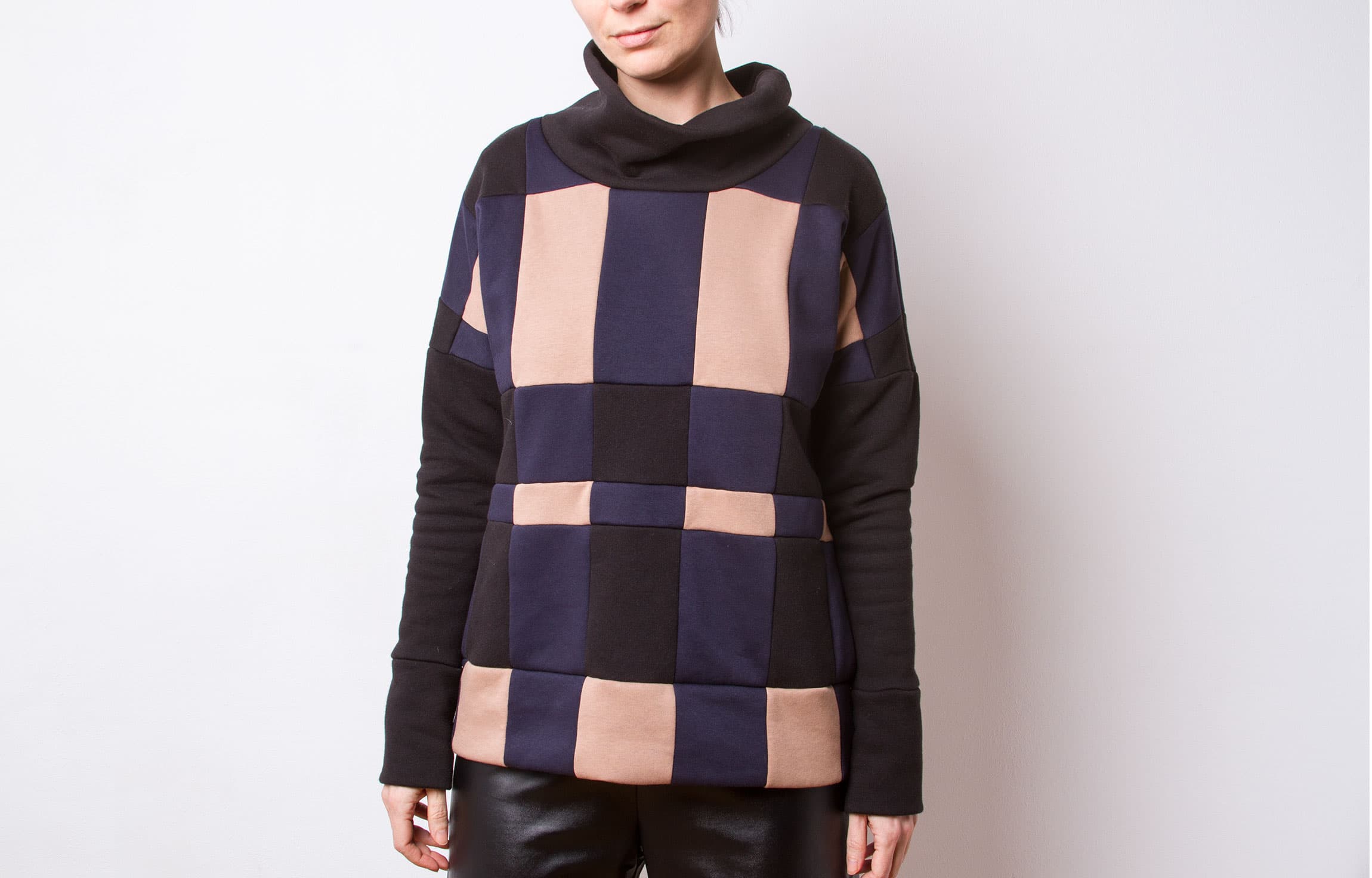 Cowl Neck Plaid Jumper